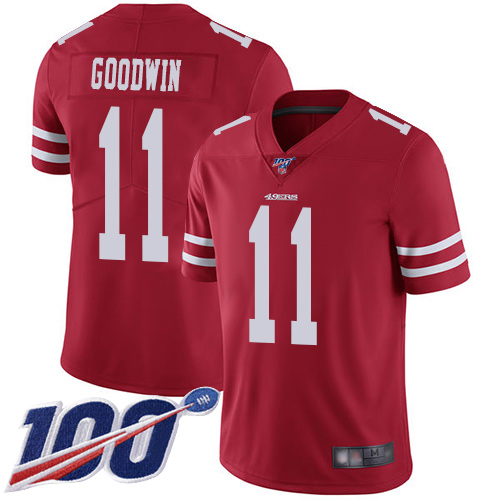 San Francisco 49ers Limited Red Men 11 Marquise Goodwin Home NFL Jersey 100th Season Vapor Untouchable